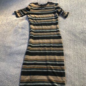 Striped, Tight, Midi Dress